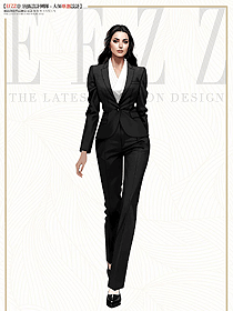 黑色一粒扣OL女裝職業裝定制設計方案