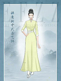 女士夏季款高端新中式旗袍定制設計手繪圖