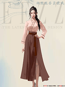 原創(chuàng)漢服宋制歐根紗長干寺半臂改良印花旋裙女裝設(shè)計圖