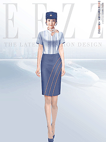 立領藍色襯衫女夏季接待人員職業裝套裝正裝工作服工裝