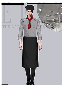 酒店后廚食堂飯店廚房專用灰色工衣廚師服