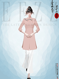 國風時尚酒店中餐服務員套裝立領盤扣旗袍上衣