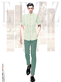 星級酒店賓館大堂服務(wù)生短袖制服設(shè)計圖