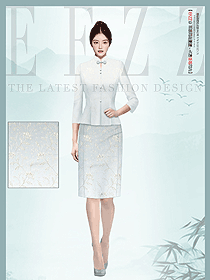 飯店中餐廳女服務員迎賓工作服七分袖定制款