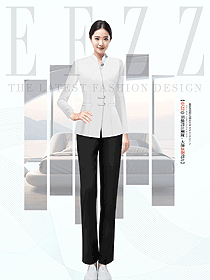 酒店客房保潔清潔女款制服立領(lǐng)白色款定制設(shè)計(jì)圖