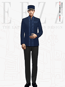 酒店迎賓門童行李員立領盤扣門童制服設計圖