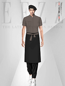 半身圍裙半身圍腰高端西餐廳服務生制服定制圖