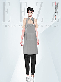防水防油韓式餐飲定制女罩衣工裝設計圖