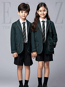 小學生英倫風校服班服春秋款墨綠色西裝定制款