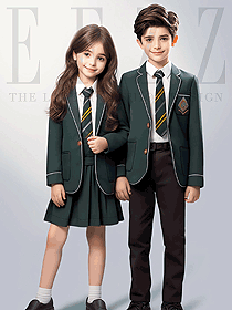 英倫風(fēng)春秋裝校服小學(xué)生橄欖綠西服三件套