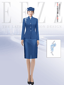 鐵路客運女工作人員春秋裝藍色立領制服定制款