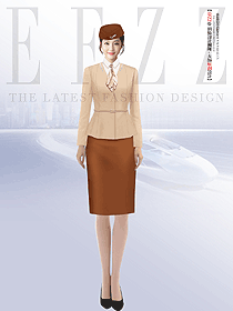 高鐵乘務員制服前臺客服接待V領工作服定制