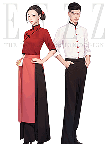 陜北地區風格茶樓餐廳店小二服務員古裝制服定制款