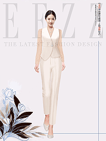 職場氣質長袖套裝裙女主持人設計感馬夾單排扣定制圖