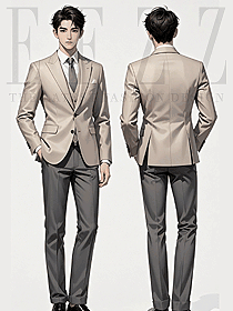 卡其色西服商務休閑正裝禮服定制款