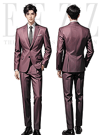 英倫修身商務正裝款職場高級感紫色西裝男套裝