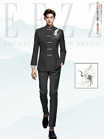 酒店中餐服務(wù)員制服刺繡唐裝中國(guó)風(fēng)秋季棉麻款設(shè)計(jì)圖