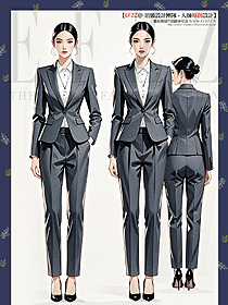 深灰色教師公務員通勤面試職業正裝西服工作服手繪設計