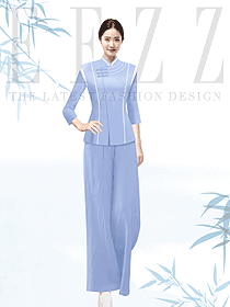 中國風養生館美容師春秋款長衣長褲定制設計圖