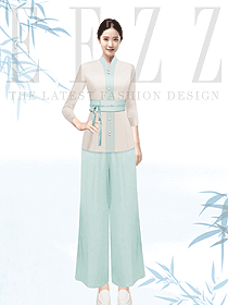 高級感淺綠色美容師工服茶藝師采耳師服裝