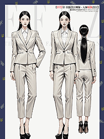 職業通勤時尚一?？蹆杉籽b女士小西裝手繪設計圖