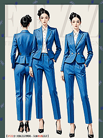 藍色高端職業(yè)裝氣質女神范小西服套裝手繪設計圖