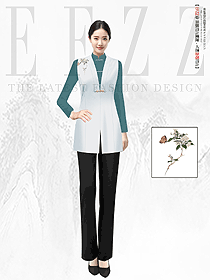 高檔酒店宴會餐飲女中式秋冬款制服設計圖