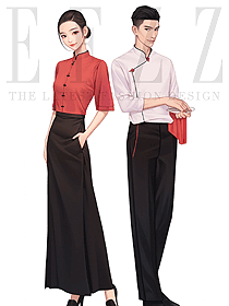 餐飲火鍋店餐廳酒店飯店農家樂特色男女工作服設計圖