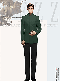 秋冬酒店餐飲男服務(wù)員工裝訂制設(shè)計(jì)作品圖