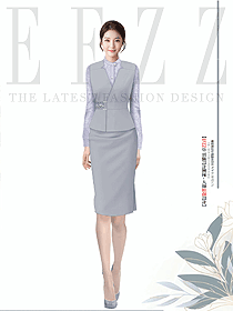 淺灰色西裝馬甲女職業(yè)裝工裝西服坎肩正裝設(shè)計(jì)圖