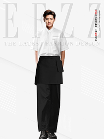 韓式料理服壽司店男性員工短袖白色款裝定制設計圖