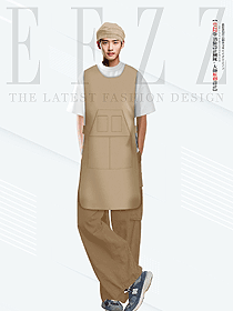 咖啡店甜品日式馬甲咖啡色工作服男裝定制設計圖