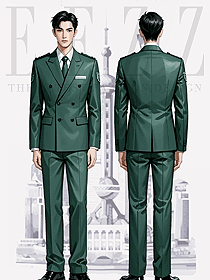船長海員制服保安人員墨綠色套裝手繪設(shè)計圖