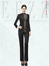 黑色織錦緞酒店行李生門童制服接待女員工制服設(shè)計圖