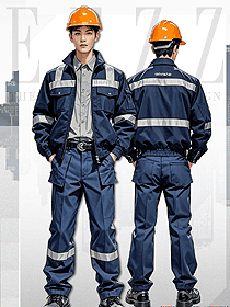 深藍(lán)色反光衣防靜電耐磨工作服緊急搜救搶險服