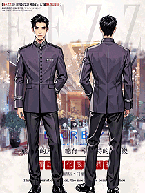 紫色男士立領(lǐng)盤扣中山裝復(fù)古酒店門童制服設(shè)計(jì)圖