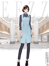 西餐廳系帶領長袖襯衫+無袖連衣裙女裝工衣設計