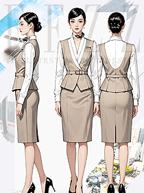 OL通勤馬夾套裝裙子輕熟風優雅空姐制服設計