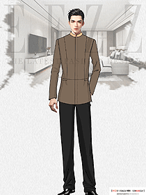 秋冬酒店保潔男服務員工作服長袖手繪設計圖