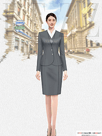 辦公職場職業(yè)裝灰色西裝套裝設(shè)計(jì)圖