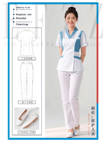 護(hù)士服短袖女彈力V領(lǐng)夏季分體套裝工作服