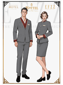 典雅商務風：酒店中餐廳灰紅制服設計