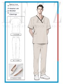 卡其撞色與利落剪裁：男性醫院人員原創工作服的設計