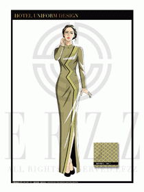 酒店中餐廳迎賓制服設計圖708