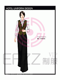 酒店中餐服務員制服設計效果圖1188