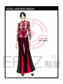 酒店中餐服務(wù)員制服設(shè)計效果圖1199